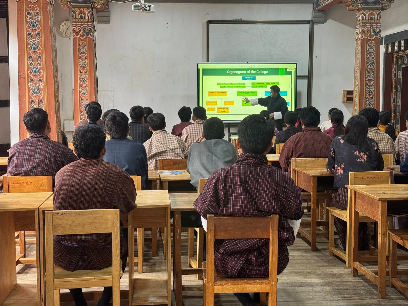 Students attending a department orientation